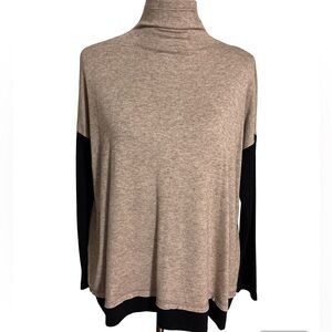 Karen Kane Tan Black Cowl Neck Sweater